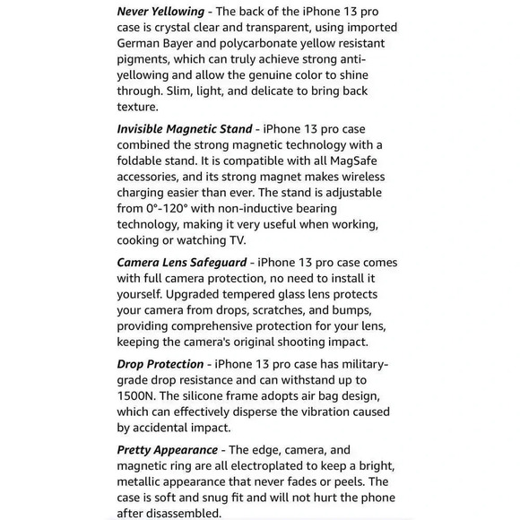 Magnetic for Case with Invisible Stand Compatible with iPhone 13 Pro Purple - Picture 10 of 12